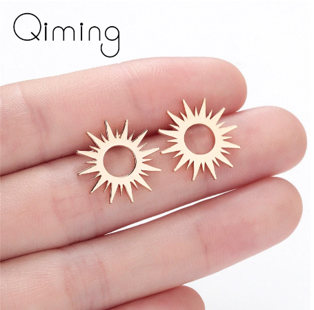 Stainless Steel Sun Stud Earring For Women Bohemia Jewelry Accessories Vintage Gold Silver Vintage Earrings Cute Gift