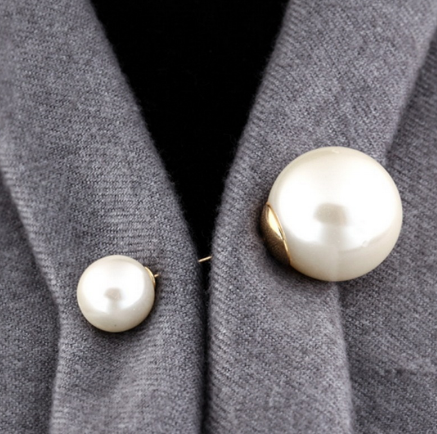 2019 High Quality Vintage Gold Brooch Pins Double Head Simulation Pearl Large Big Brooches For Women Wedding Jewelry Accessories