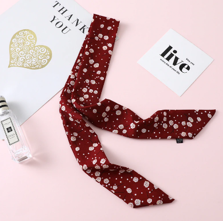 Brand designer Print Bag Strap Scarf 2019 Womens Silk Scarf Fashion Head Scarf Headwear Long Scarves Bag Accessories Ribbon