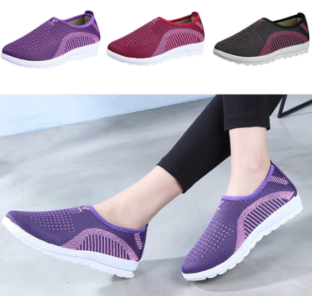 Vulcanized Shoes Autumn Mesh Flat With Loafers Plus Size Cotton Women Flats Casual Walking Stripe Sneakers For Female