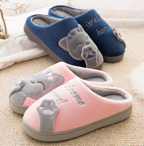 Dropshipping Women Winter Home Slippers Cartoon Cat Shoes Soft Winter Warm House Slippers Indoor Bedroom Lovers Couples T065